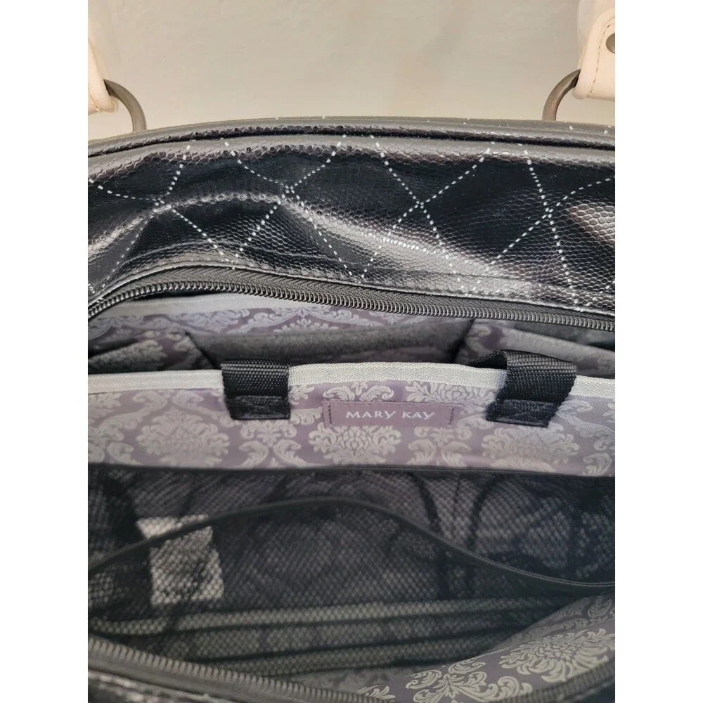 Mary Kay Black Ivory Cosmetic Makeup Travel Bag Organizer Case w/ Storage Cover